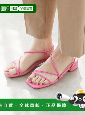 日本直邮Menue 方形鞋头侧边系带低跟凉鞋 ME8623BW02413平底鞋