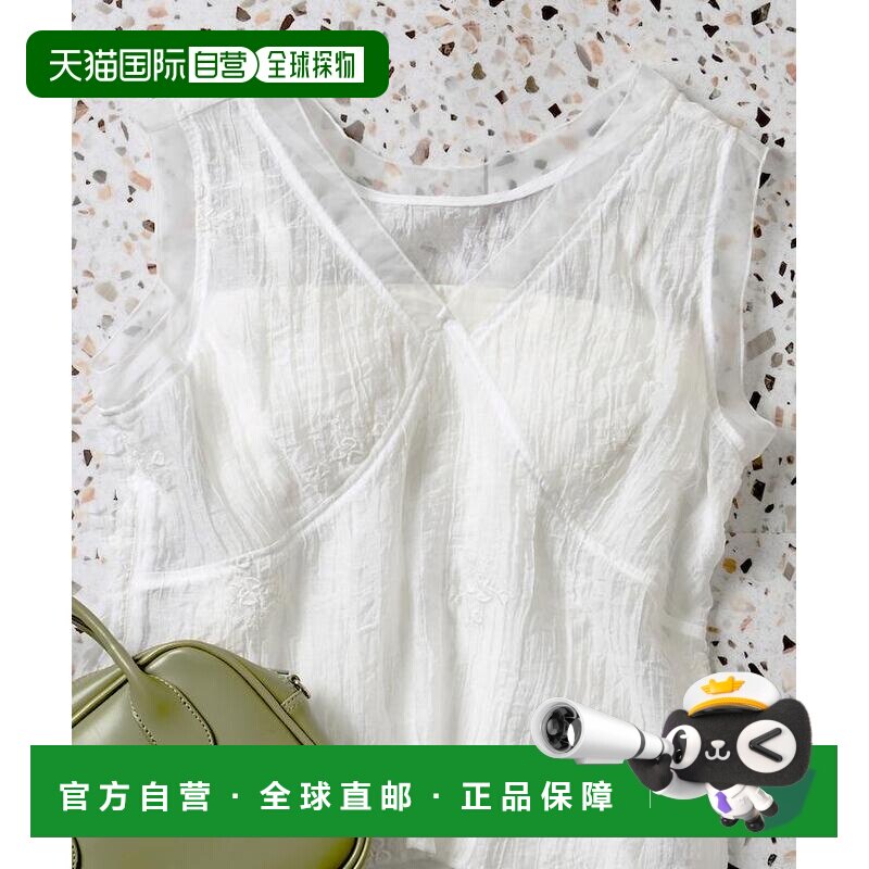 日本直邮FREAK'S STORE 女装 透感刺绣无袖上衣+内置杯型背心套装图片