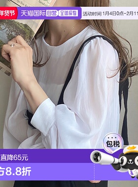 日本直邮JUNOAH 气球袖透明泡泡袖衬衫内搭 JU5602EW02931