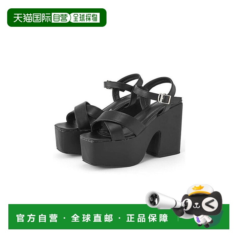 日本直邮日潮 GRL 皮革交叉带凉鞋 ci400厚底高跟舒适日常方头