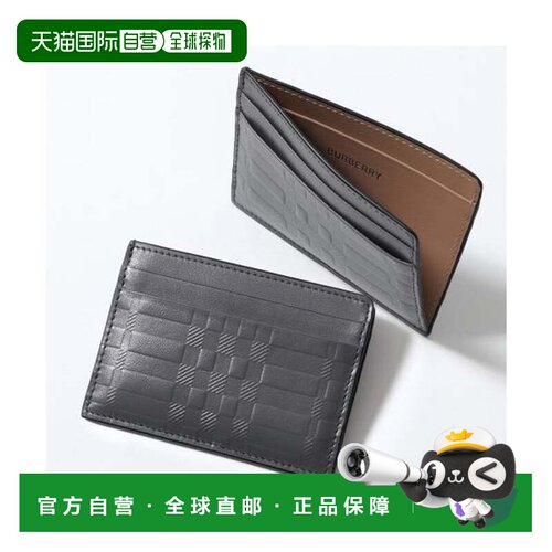 日本直邮Burberry 卡包 KIER 8058350 压花格纹 B3315 深灰
