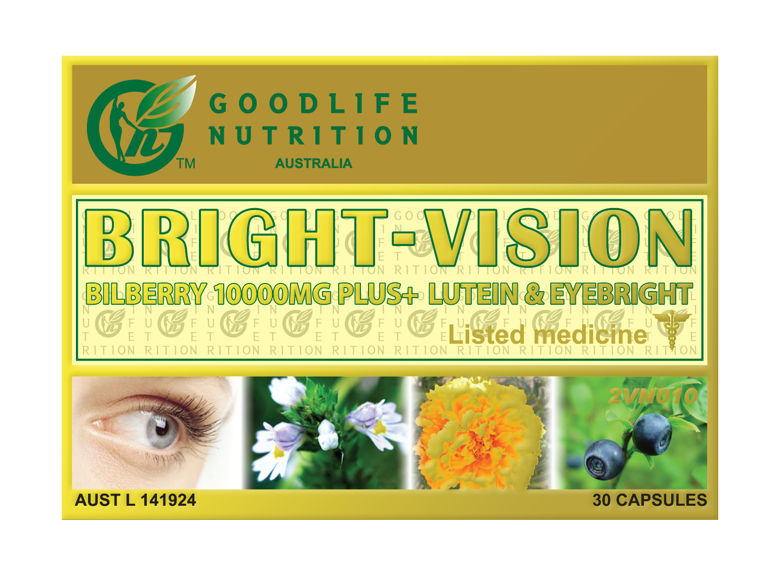 澳洲直邮GOODLIFE蓝莓叶黄素小米草&beta;胡萝卜素玉米黄质30粒软胶囊