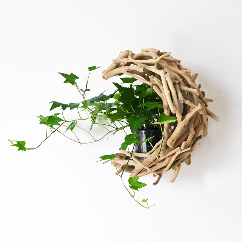 客厅背景墙绿植花瓶壁挂装饰