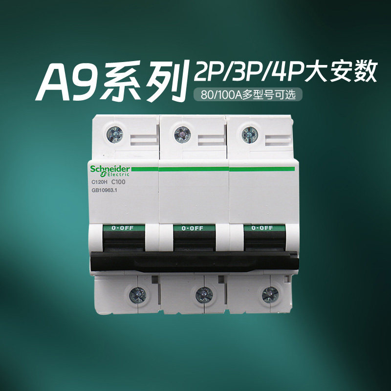 施耐德空气开关断路器 A9大功率2P 3P 4P 80A-100A空开动力总闸