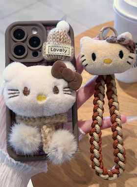 冬季毛绒凯蒂猫适用OPPORENO12手机壳K12/K11X新年款FINDX8PRO卡通RENO11/10/9/7SE网红同款A93/A58女1加防摔