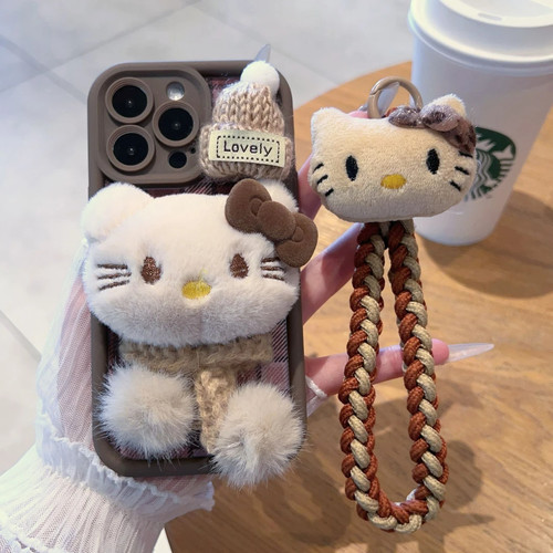 冬季毛绒凯蒂猫适用OPPO手机壳