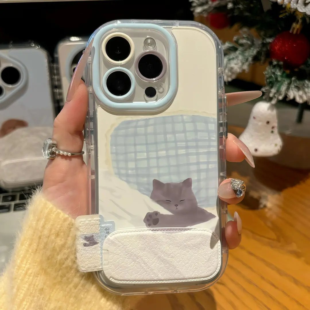 睡觉猫狗支架适用苹果手机壳