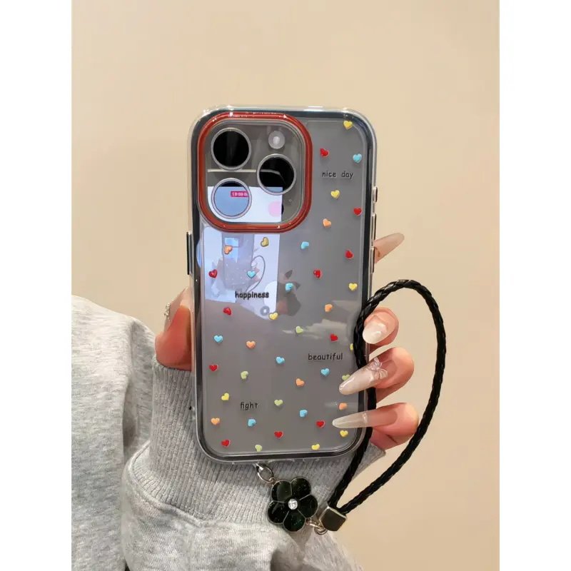 彩色爱心适用苹果17手机壳iPhone16/15PROMAX新款华为PURA80透明NOVA15简约MATE60PRO防摔VIVO创意OPPORENO14
