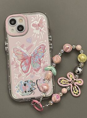 镜面铃兰镂空蝴蝶适用苹果15手机壳iPhone14/13新款12/11promax清新XS/XR化妆镜7/8P超火14plus全包se2/3ins