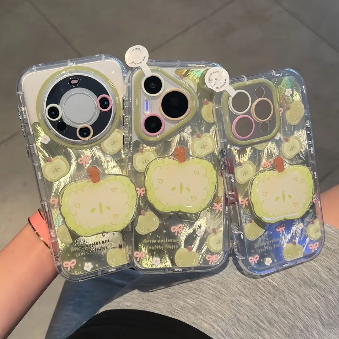 青苹果支架适用苹果15PROMAX手机壳iPhone16/14PLUS新款华为PURA80可爱NOVA14/13防摔S30PROMINI小米RENO14软