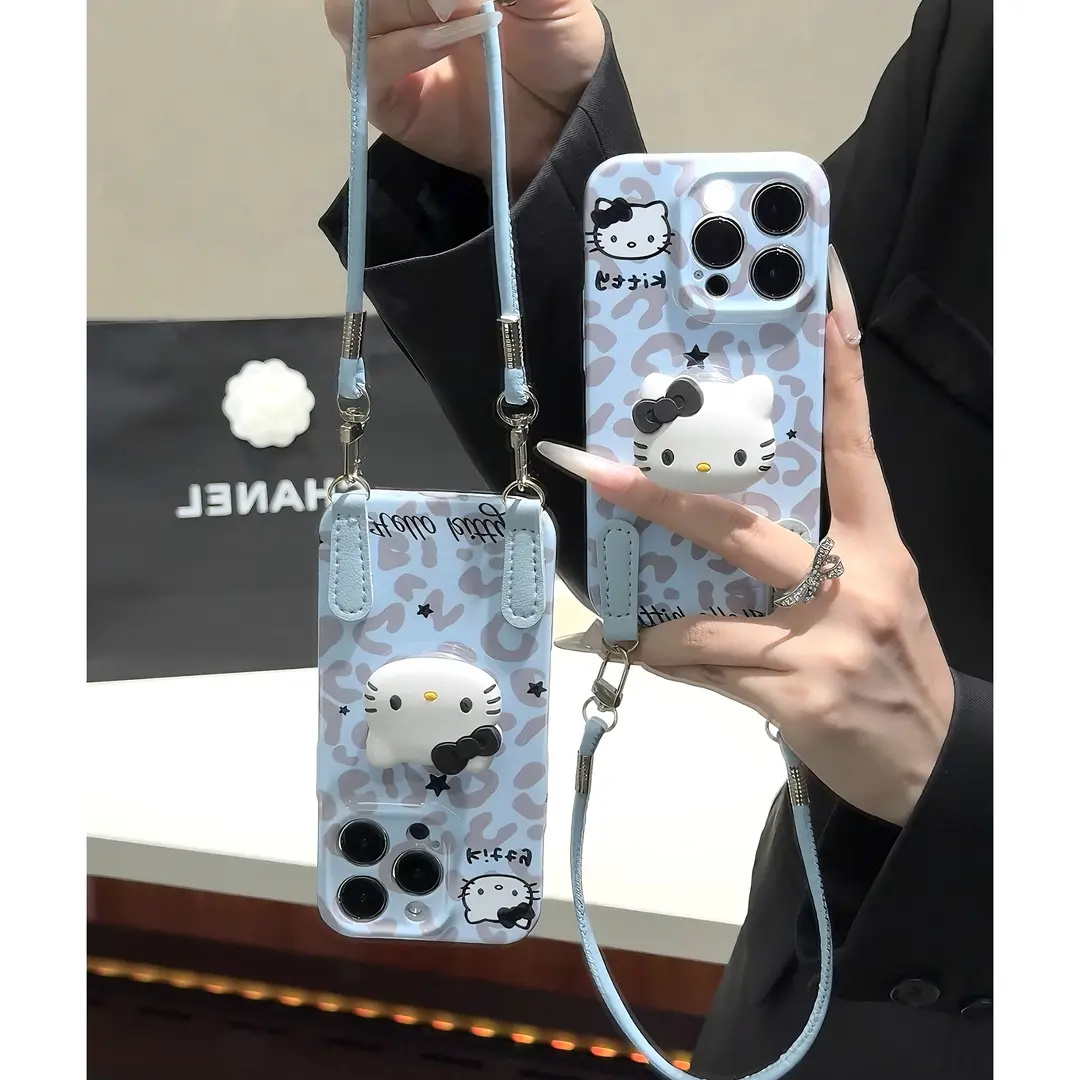 雾霾蓝kitty挂绳适用苹果手机壳