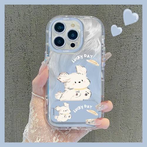 渐变蓝飞盘小狗适用苹果手机壳