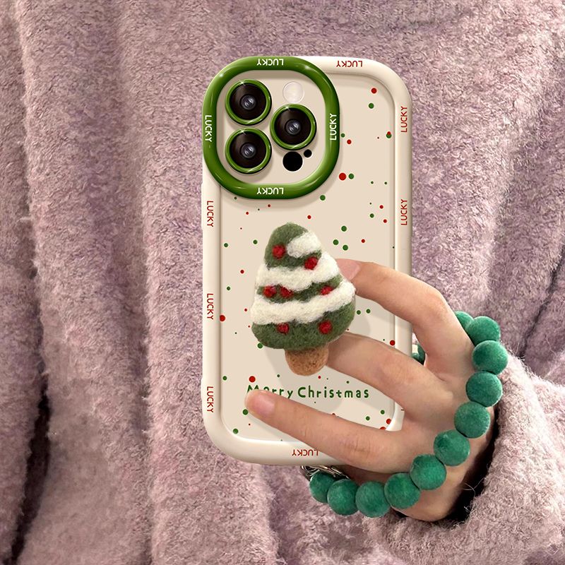 毛绒圣诞树支架适用苹果手机壳