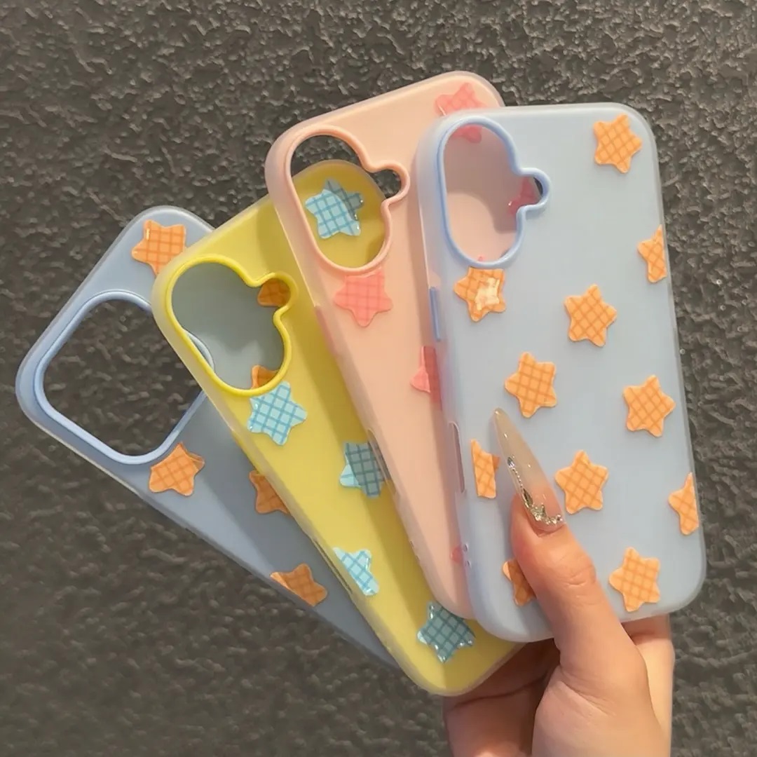 彩色星星适用苹果16手机壳iPhone15/14PROMAX新款华为PURA70多巴胺NOVA14闺蜜MATE60二合一VIVO小米RENO14