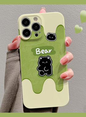 抹茶小熊适用华为nova12手机壳p60新款nova11/10/9/8/7SE可爱mate30/40硬壳荣耀90防摔畅享70pro情侣60se小众