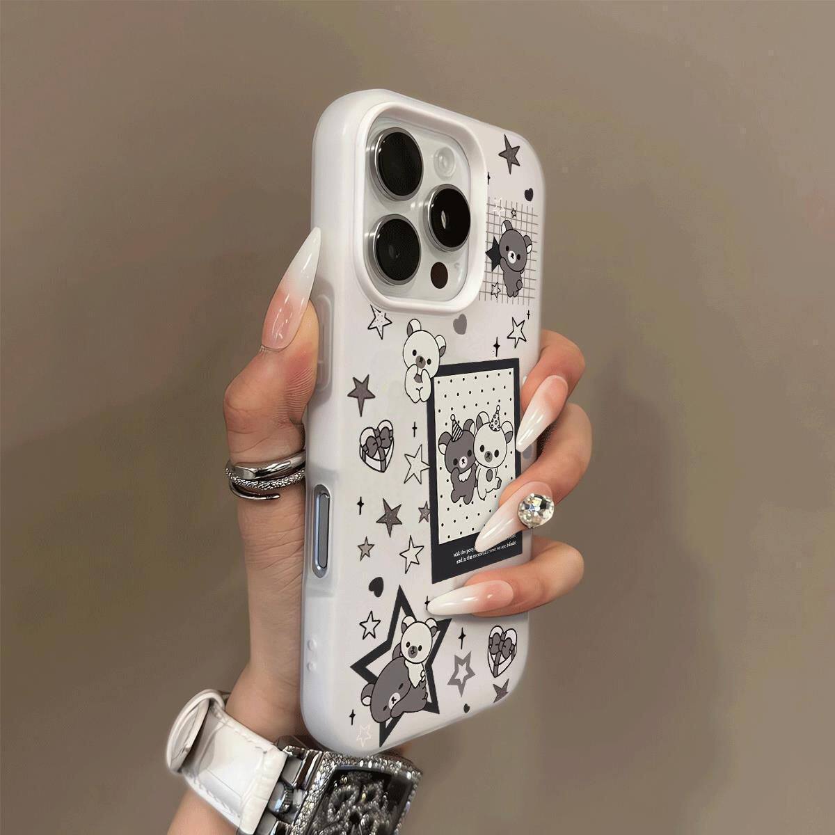 星星轻松熊适用苹果17手机壳iPhone16/15PROMAX二合一果冻壳华为PURA80情侣NOVA15卡通RENO14防摔S50软MATE60
