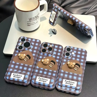 立体咖啡小熊适用苹果16手机壳iPhone15 华为PURA70可爱NOVA14防摔HI畅享80PRO超火VIVO小米OPPO 14PROMAX新款