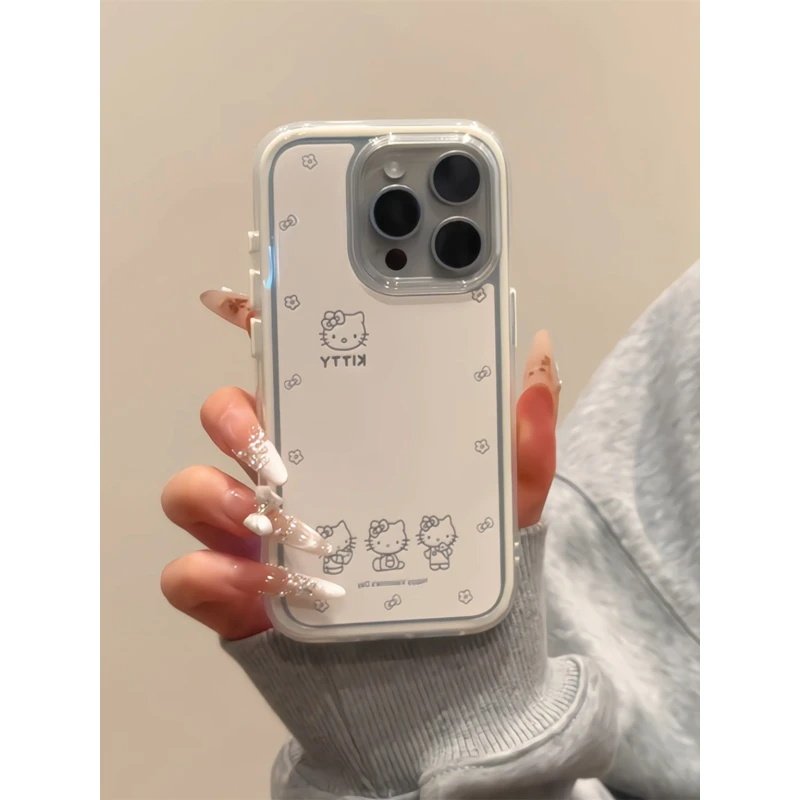 线条猫适用苹果17手机壳iPhone16/15PROMAX三合一华为PURA80简约NOVA14卡通MATE60PRO透明VIVO小米RENO15超火