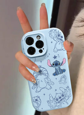 蓝色史迪仔适用红米TURBO3/K70手机壳K60/K50新款NOTE13/12/11TPRO情侣小米14/10超火CIVI4PRO防摔8/9PRO个性