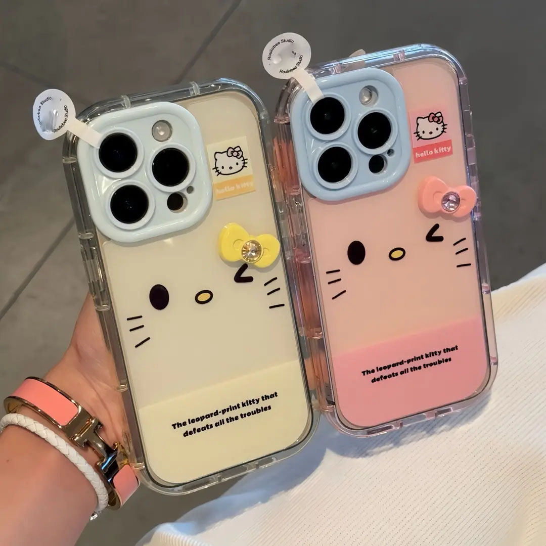 kitty表情蝴蝶结适用苹果16PROMAX手机壳iPhone15/14多巴胺华为PURA70可爱NOVA13闺蜜MATE60PRO防摔S19小米15