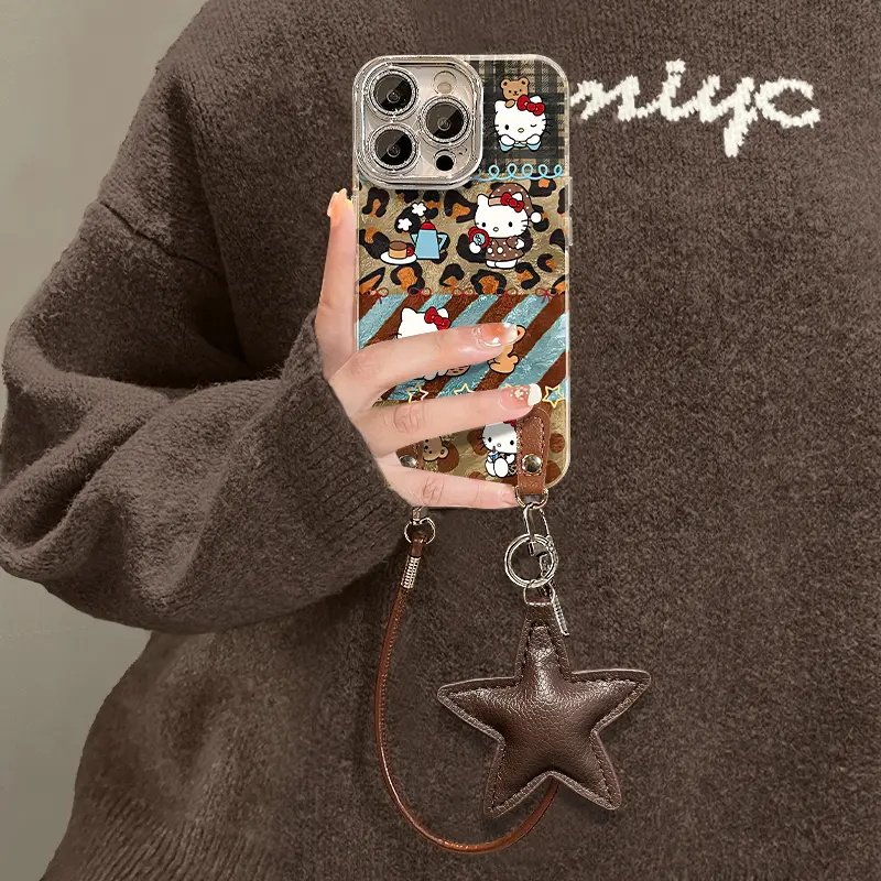 拼接豹纹KT适用苹果手机壳