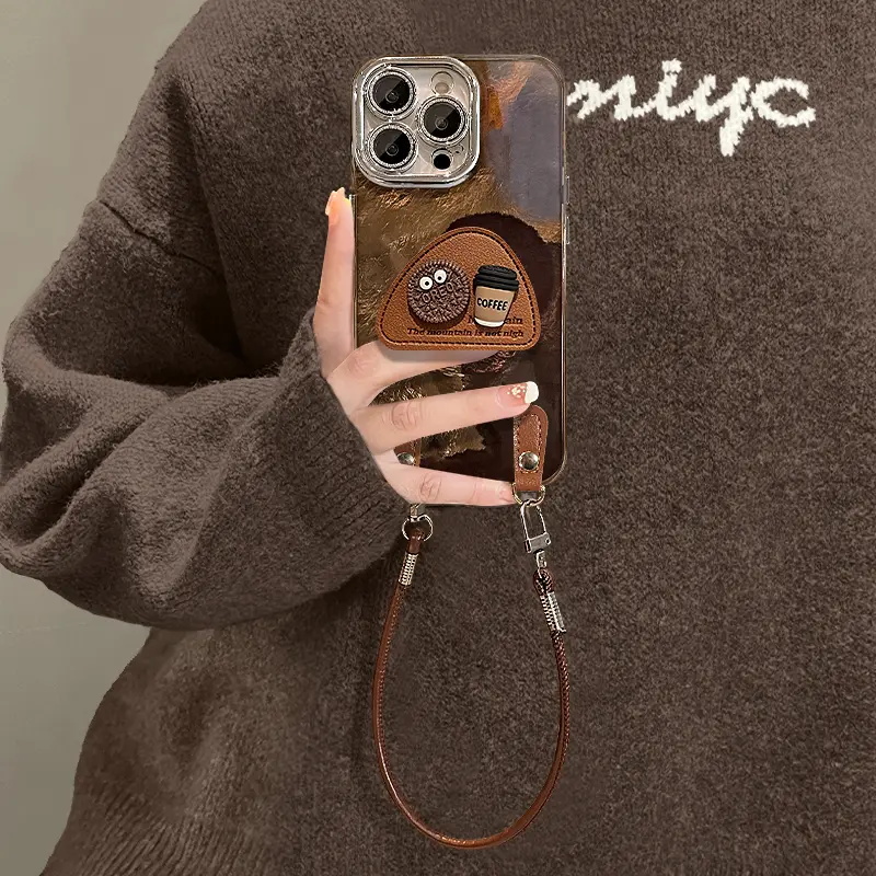 咖色色块煤球适用苹果手机壳