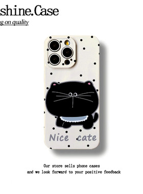 大脸黑猫适用华为MATE70手机壳NOVA13/12PRO新款PURA70卡通NOVA11/10/9/8/7SE超火P60/P50全包荣耀300/200INS