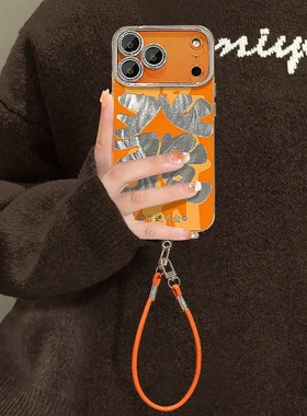 橙色發适用苹果17PROMAX手机壳iPhone16/15新款华为PURA70创意MATE60PRO全包VIVOS30文字RENO14超火K80荣耀90