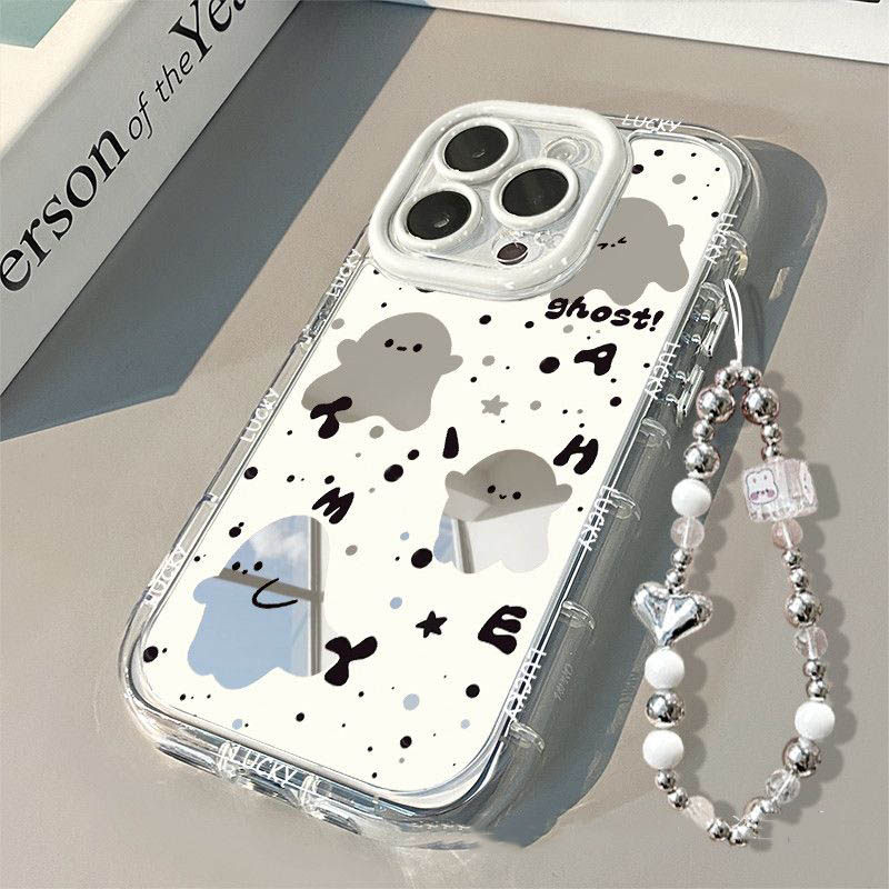 泼墨幽灵适用苹果17手机壳iPhone16/15PROMAX新款华为PURA80镜面NOVA15搞怪VIVOS50情侣OPPOA3X防摔MATE60PRO