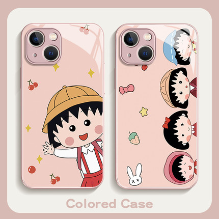 樱桃小丸子适用opporeno11手机壳k11玻璃套reno10/9/8/7/6/5/4超火a97/a93/a55/a1活力版ins风findx7/x6/x5粉