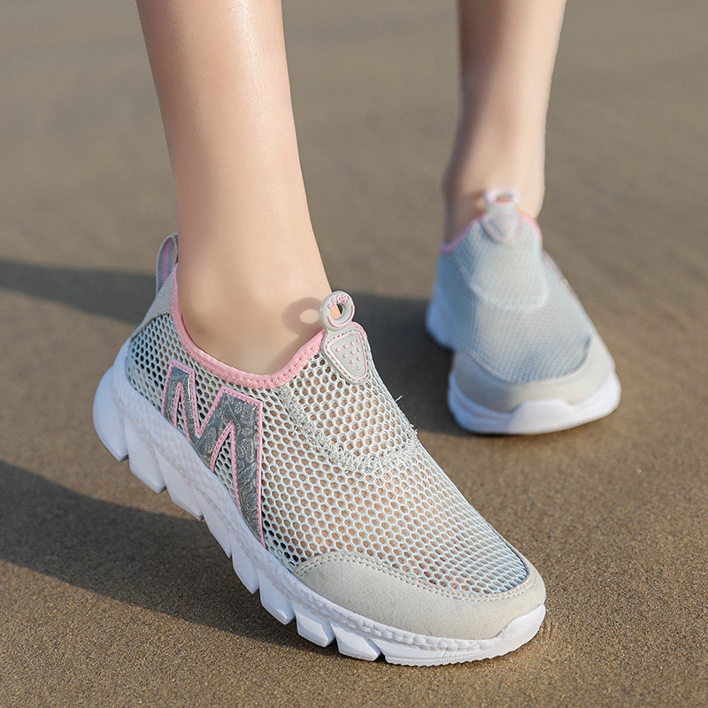 夏季女网鞋轻便网眼女鞋透气网面运动休闲鞋一脚蹬软底防滑跑步鞋,女鞋,深口单鞋,淘宝优惠券,粉丝福利购,淘宝优惠卷