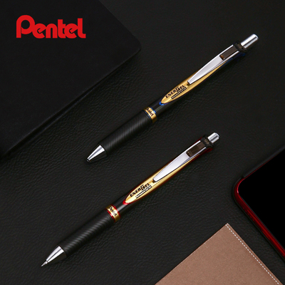 pentel中性笔顺滑防水蓝红黑色