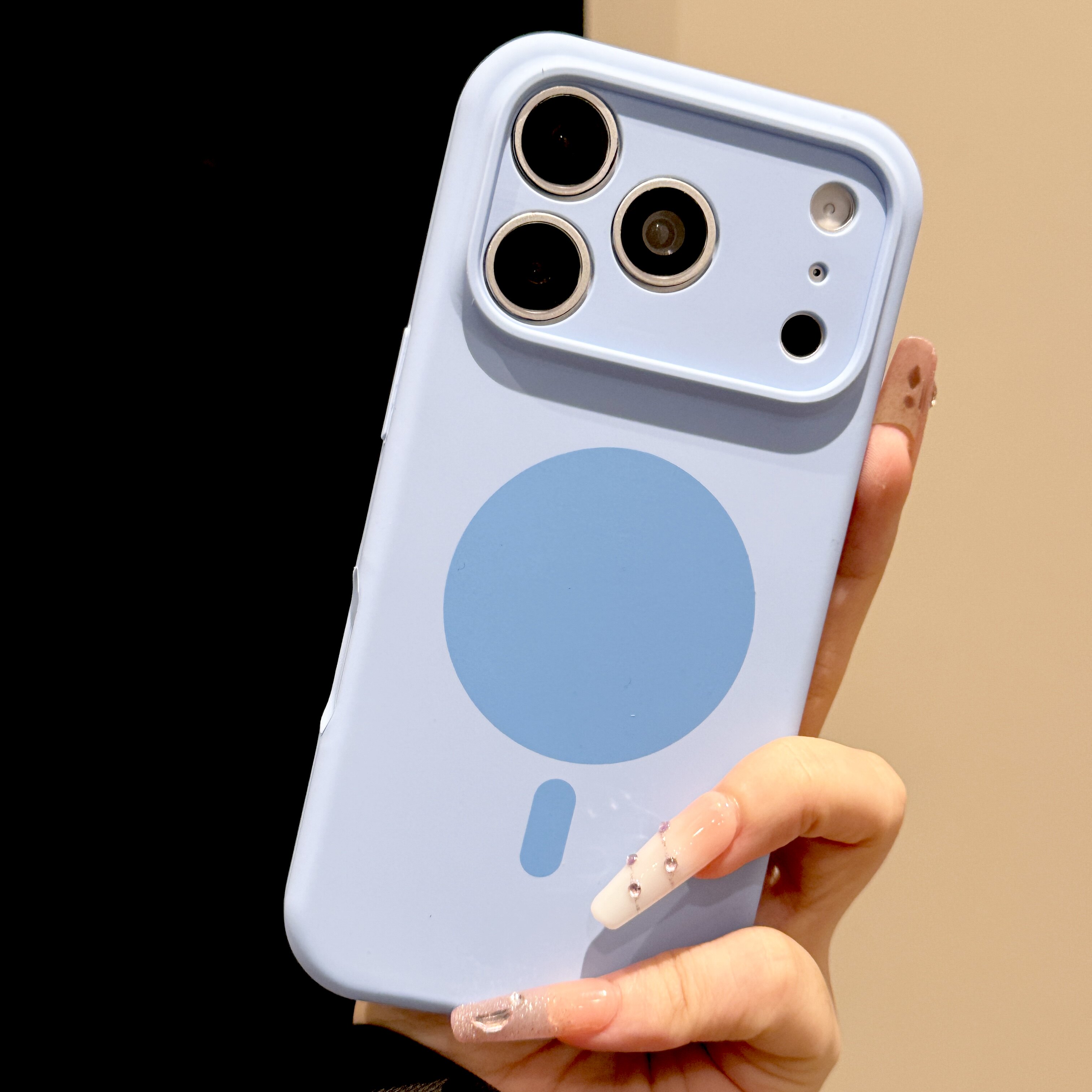 韩道适用苹果18Promax手机壳iphone17pro新款雾蓝色棒棒糖撞色磁吸圈液态硅胶壳16精孔15简约ins风防摔保护套