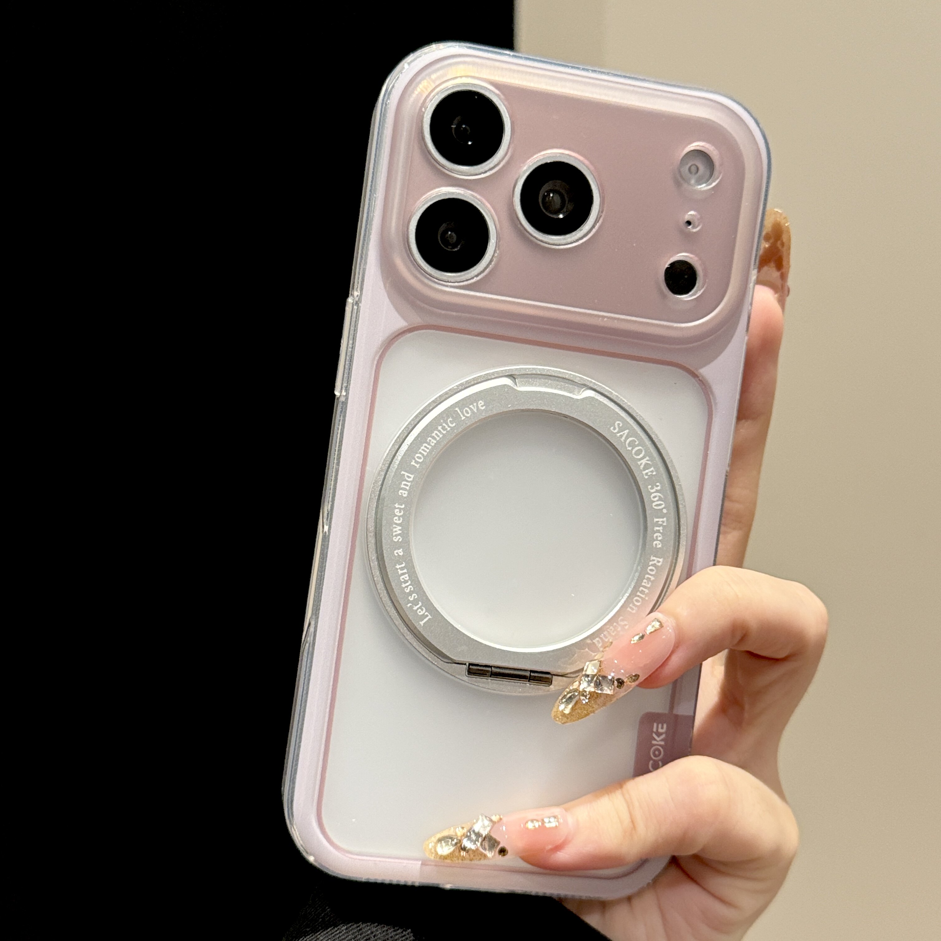 韩道适用苹果17Promax手机壳iPhone16pro新款秒变17大视窗磨砂透明紫粉撞色带360磁吸支架15简约14防摔保护套
