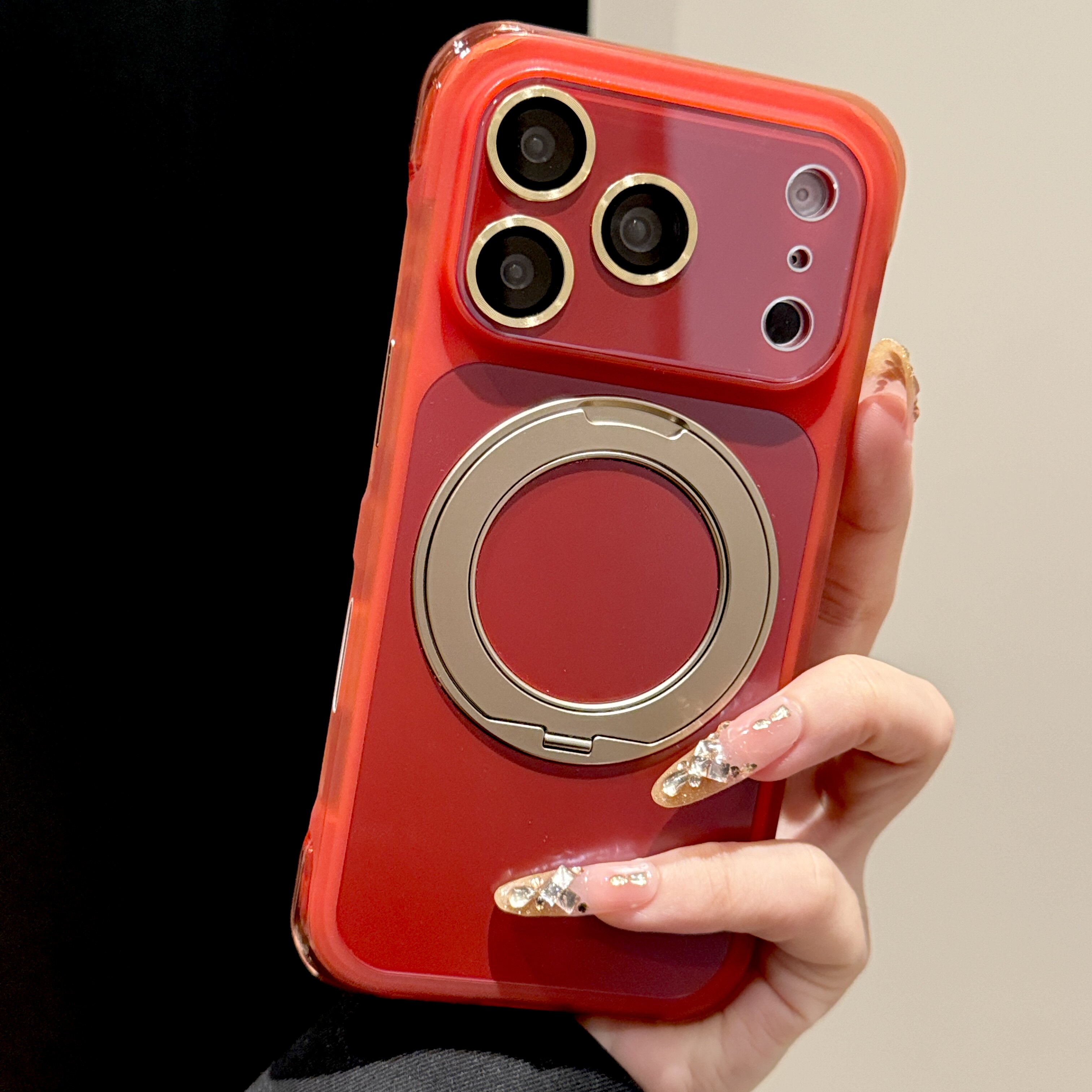 韩道适用苹果17Promax手机壳iPhone16pro新款呈瑞红秒变全包大视窗磁吸360支架简约空气气囊四角防摔保护套