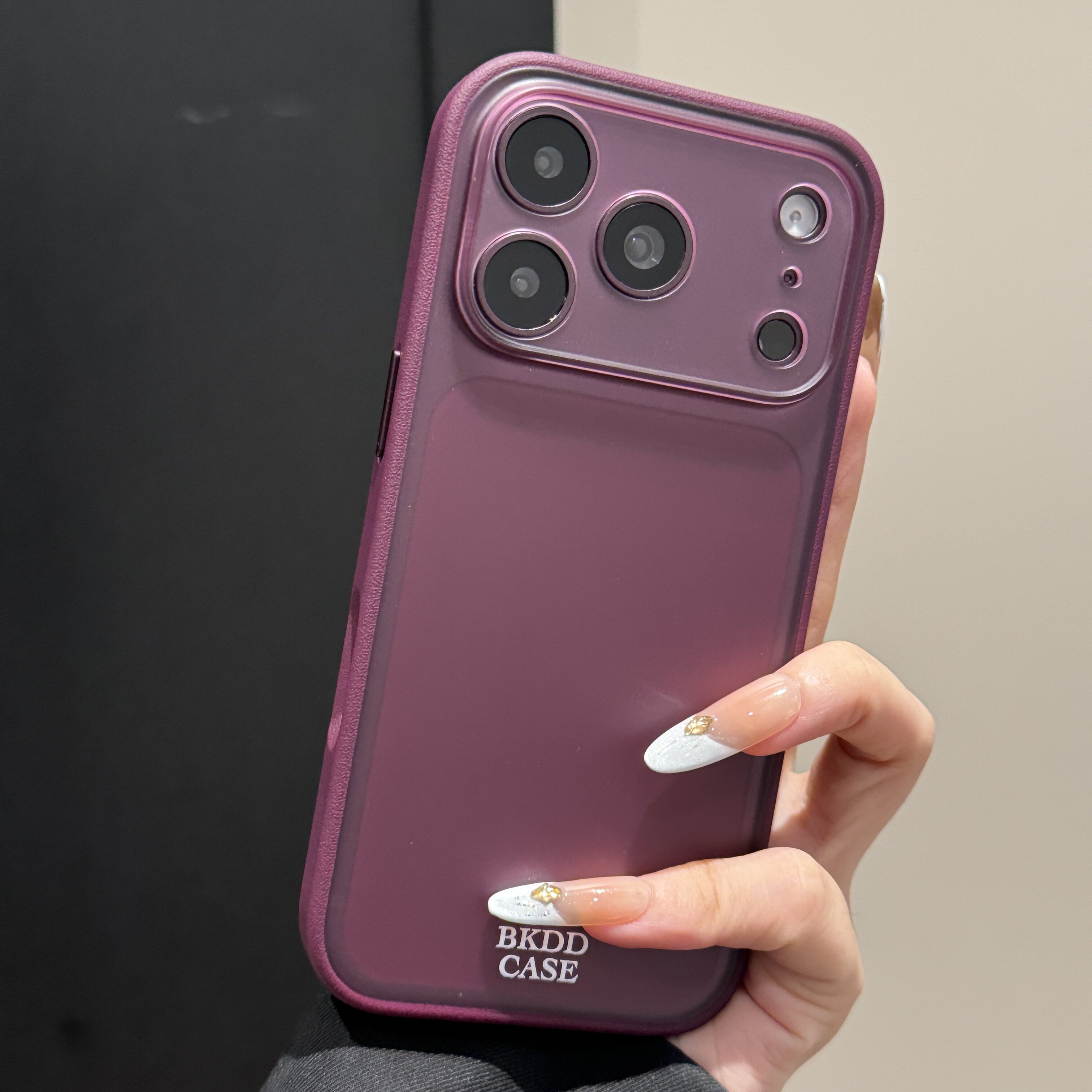 韩道适用苹果18Promax手机壳iphone17pm新款半透明葡萄紫皮纹边框肤感磨砂16pro精孔15简约ins高级防摔保护套