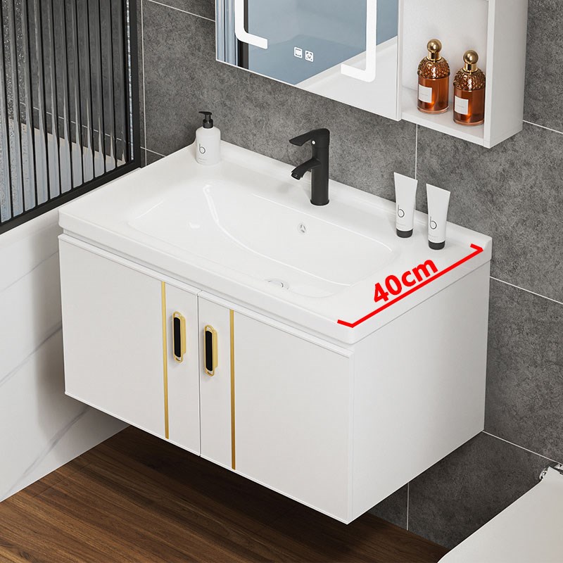 40CM宽太空铝浴室柜组合陶瓷一体洗脸盆卫生间洗手盆家用洗漱台池