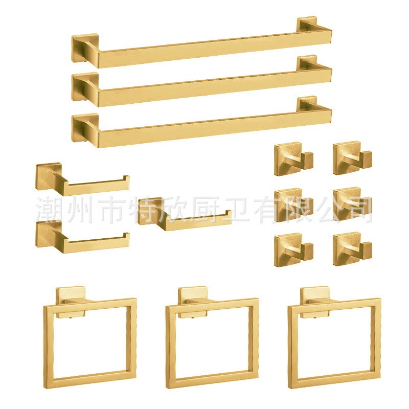 浴室五金套装不锈钢五件套纸巾架毛巾杆毛巾架单钩毛巾环壁挂套装