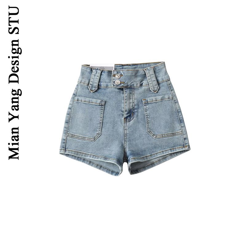 棉洋黑色短裤女外穿打底2023夏款高腰辣妹紧身牛仔裤包臀超短热裤