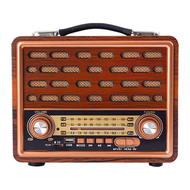 木质复古无线蓝牙音箱手机插卡户外音响迷你低音炮三段调频收音机