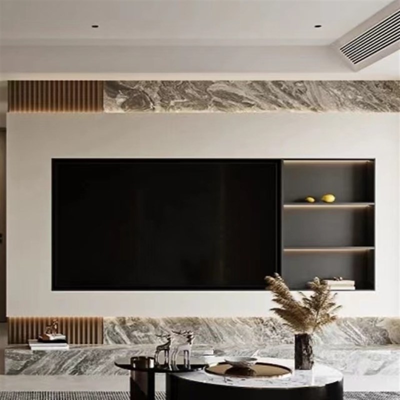 客厅不锈钢电视机壁龛嵌入式金属展示壁柜客厅收纳置物架酒柜定制