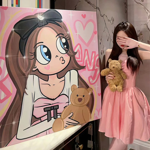 星蝶公主画像定制真人照片头像卡通手绘画生日礼T物装饰画情侣画