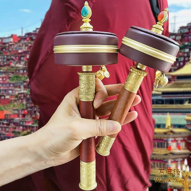 西藏圣大手摇转经简手持家用藏式密宗用品实木手T柄底座转动轮摆,家居饰品,桌面摆件,淘宝优惠券,粉丝福利购,淘宝优惠卷