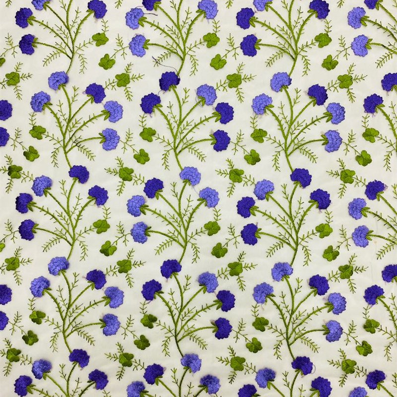 新款女装时尚绣花面料采用传统刺绣工艺 透明锦纶网底搭配适合diy