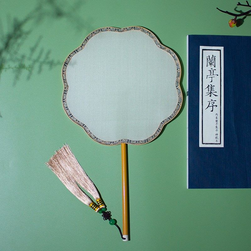 空白宫扇团扇古典中国风单面熟绢真丝工笔画刺绣汉服舞蹈圆扇扇子