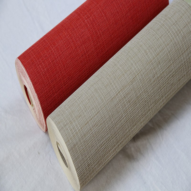 仿草编立体加厚防水防潮环保红色PVC素色别墅纯色背景墙壁纸现货