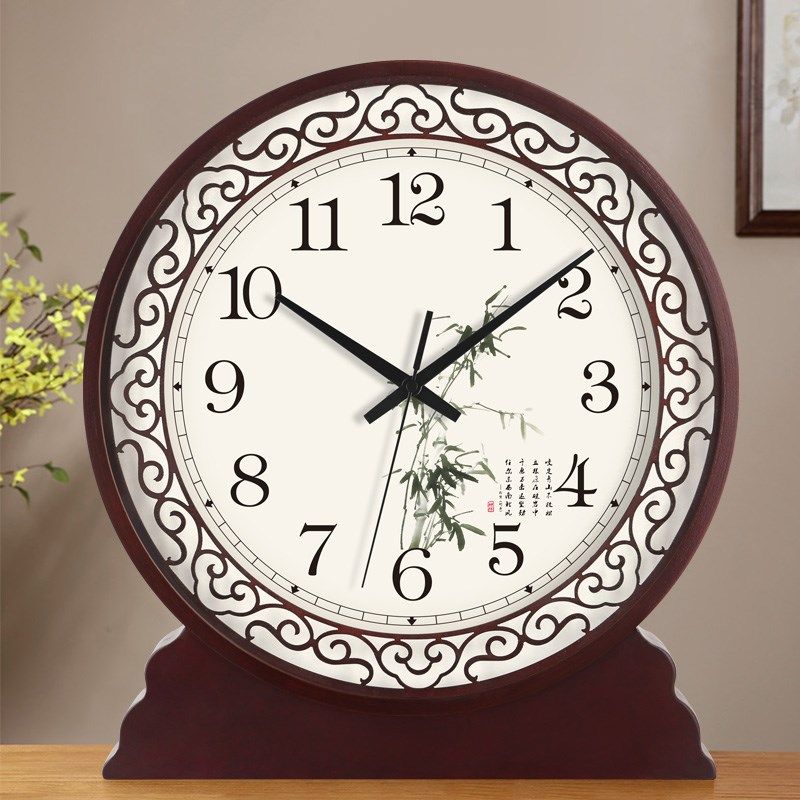 新中式实木座钟客厅中古风摆台式钟摆H钟复古桌面摆件时钟表摆放,家居饰品,挂钟,淘宝优惠券,粉丝福利购,淘宝优惠卷