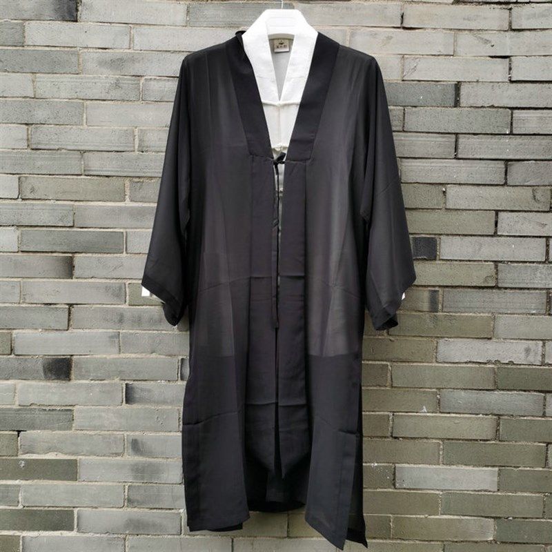 衣服道士服装道袍亚麻道s服用品白色对襟棉麻上衣外搭披肩一套