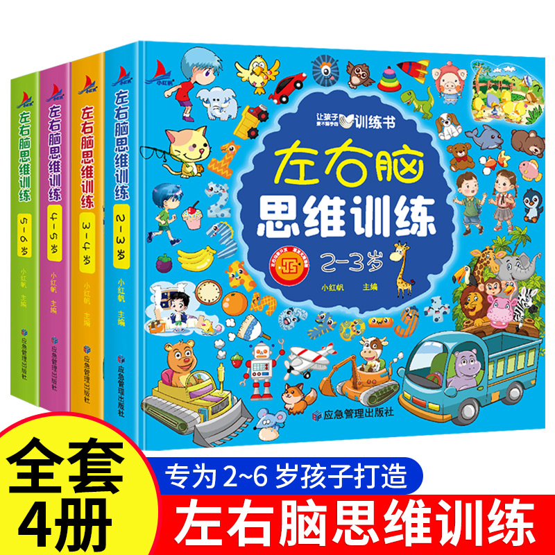 左右脑开发思维训练2-3到6岁全脑开发逻辑思维训练书儿童专注力益智幼儿早教启蒙书小大班幼儿园衔接一年级智力开发数学提升书籍
