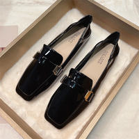 Red patent leather loafers for women's wedding shoes 2026 new style, one-foot flat, retro British-style small leather shoes for women's single shoes thumbnail 2